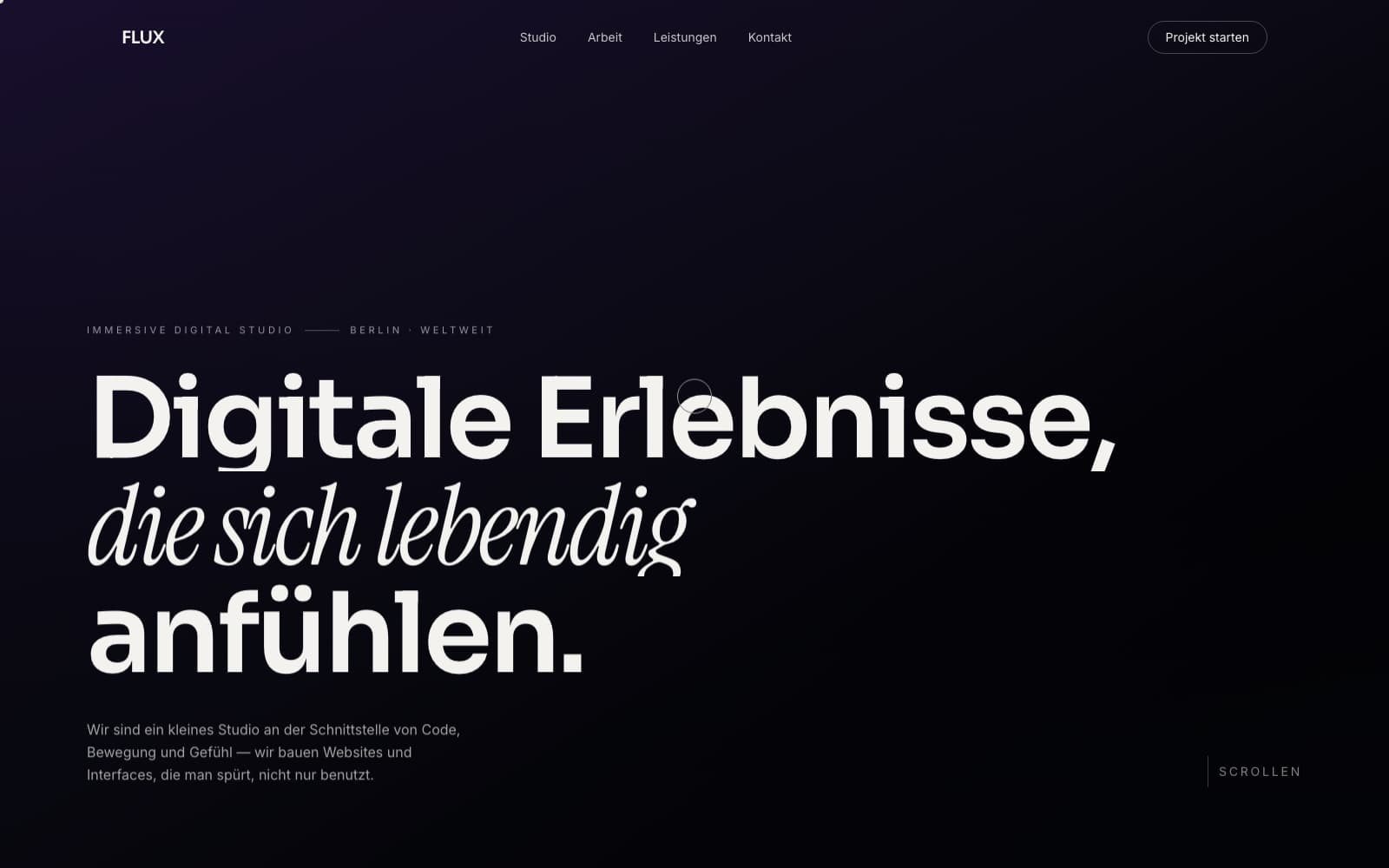 FLUX — Digitale Erlebnisse, die sich lebendig anfühlen.