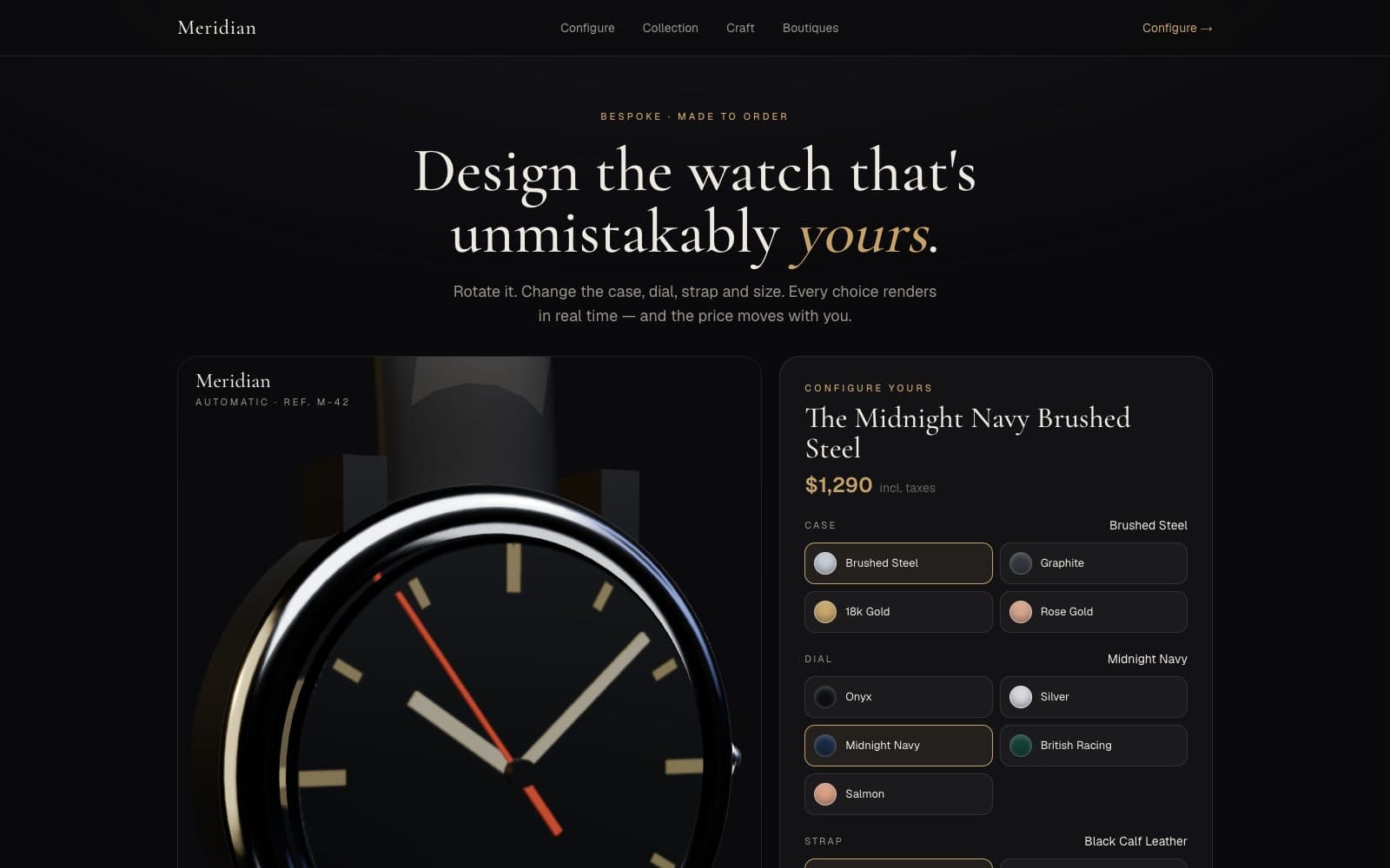 Meridian — Design the watch that's unmistakably yours.
