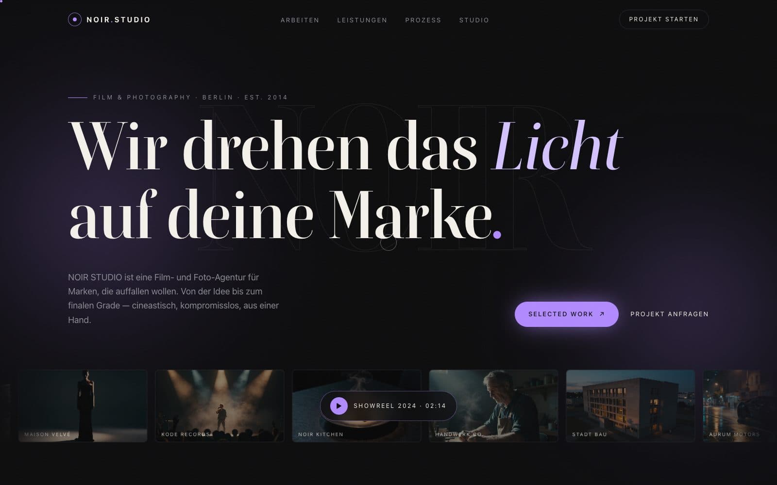 NOIR STUDIO — Wir drehen das Licht auf deine Marke.