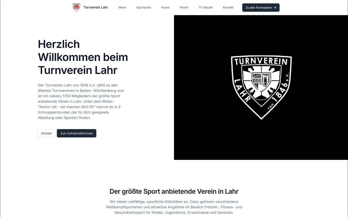 Turnverein Lahr von 1846 e.V. — Screenshot der Live-Website Turnverein Lahr von 1846 e.V. — Screenshot der Live-Website