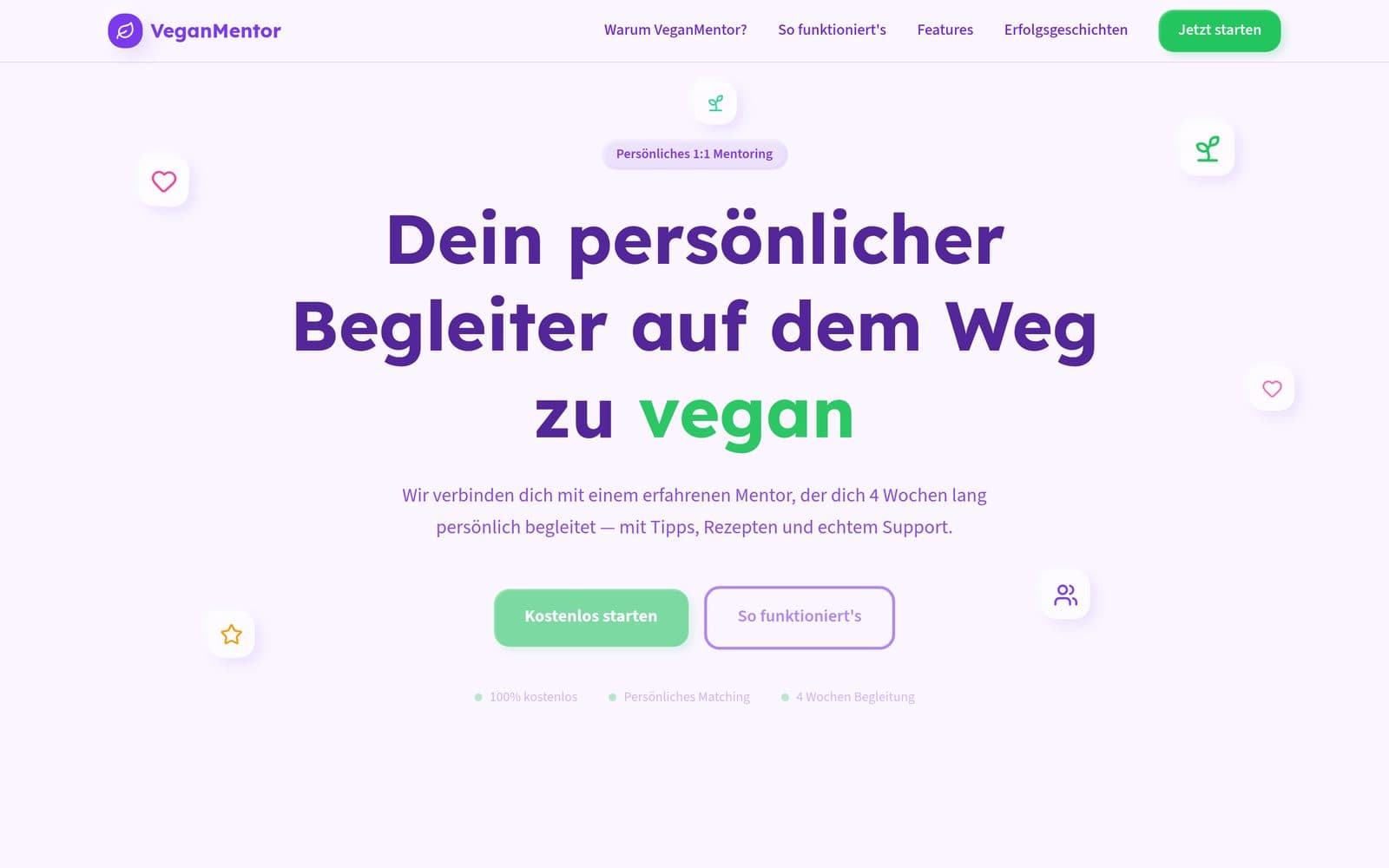 VeganMentor — Dein Begleiter auf dem Weg zu vegan.